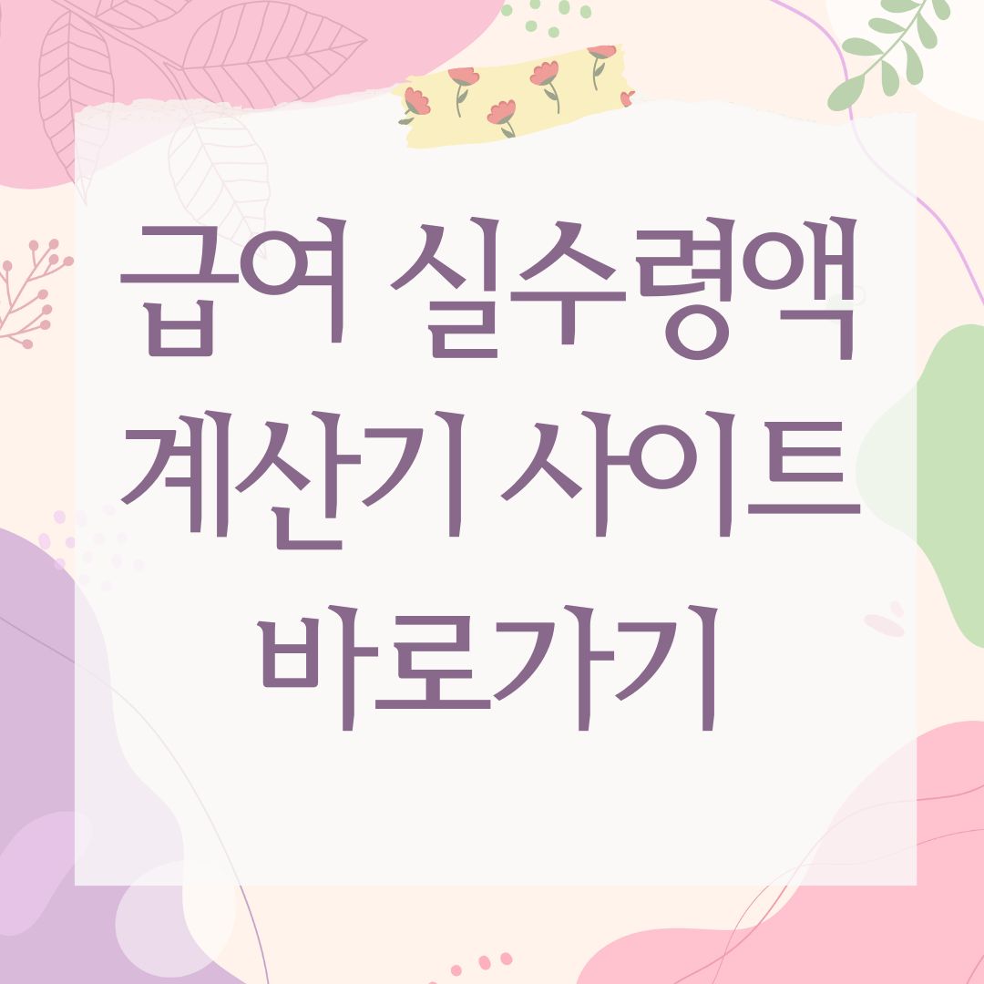 급여 실수령액 계산기 사이트 바로가기